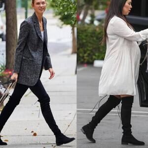 Stuart Weitzman Lowland Black Suede Over The Knee Boots Size 7.5 Womens Preowned